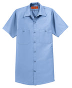 Front View of Light Blue Red Kap Short Sleeve Industrial Work Shirt. SP24