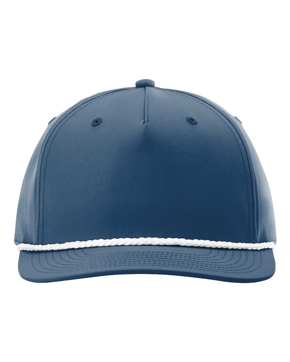 Front View of Light Blue/ White Five Panel Classic Rope Cap - 258