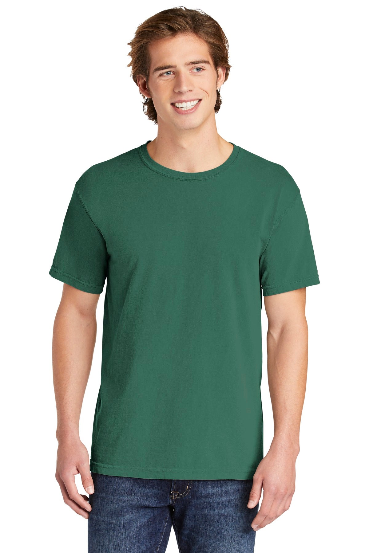 Front View of Light Green COMFORT COLORS Heavyweight Ring Spun Tee. 1717