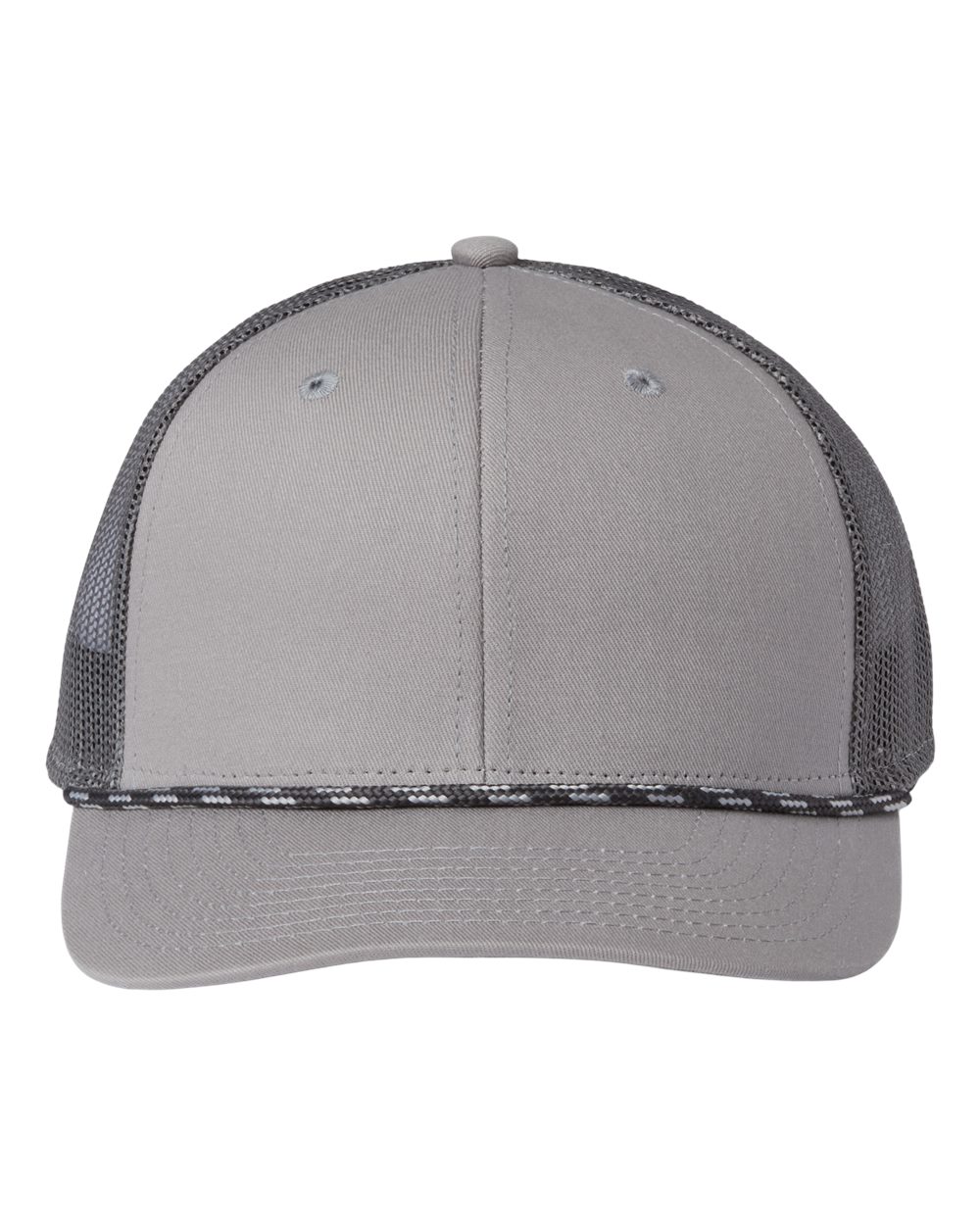Front View of Light Grey/ Charcoal Everyday Rope Trucker Cap - GB452R