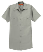 Front View of Light Grey Red Kap Short Sleeve Industrial Work Shirt. SP24