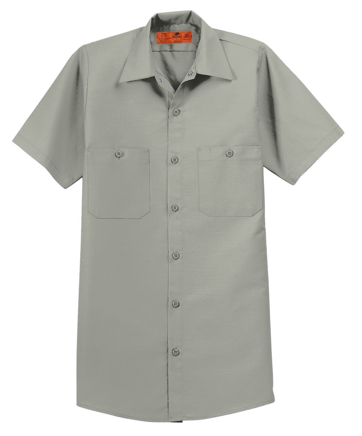 Front View of Light Grey Red Kap Short Sleeve Industrial Work Shirt. SP24