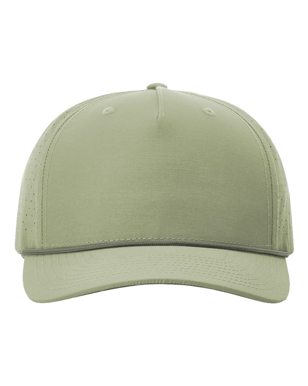 Front View of Light Olive/ Olive Laser Perf Performance Rope Cap - 355