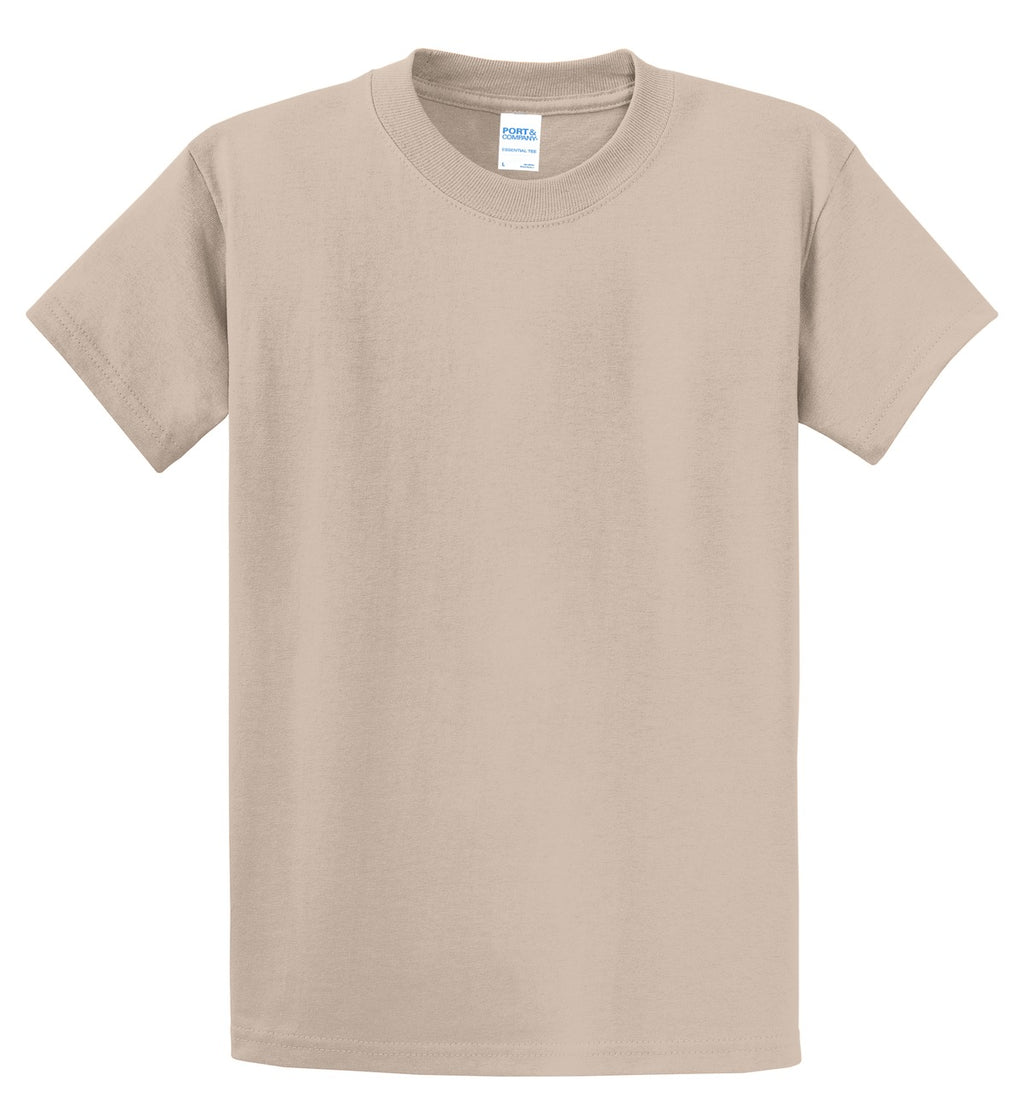 Front View of Light Sand Port & Co Essential Tee. PC61