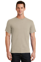 Front View of Light Sand Port & Co Essential Tee. PC61