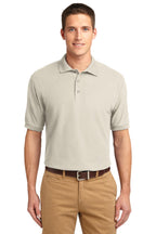 Front View of Light Stone Port Authority Silk Touch Polo K500
