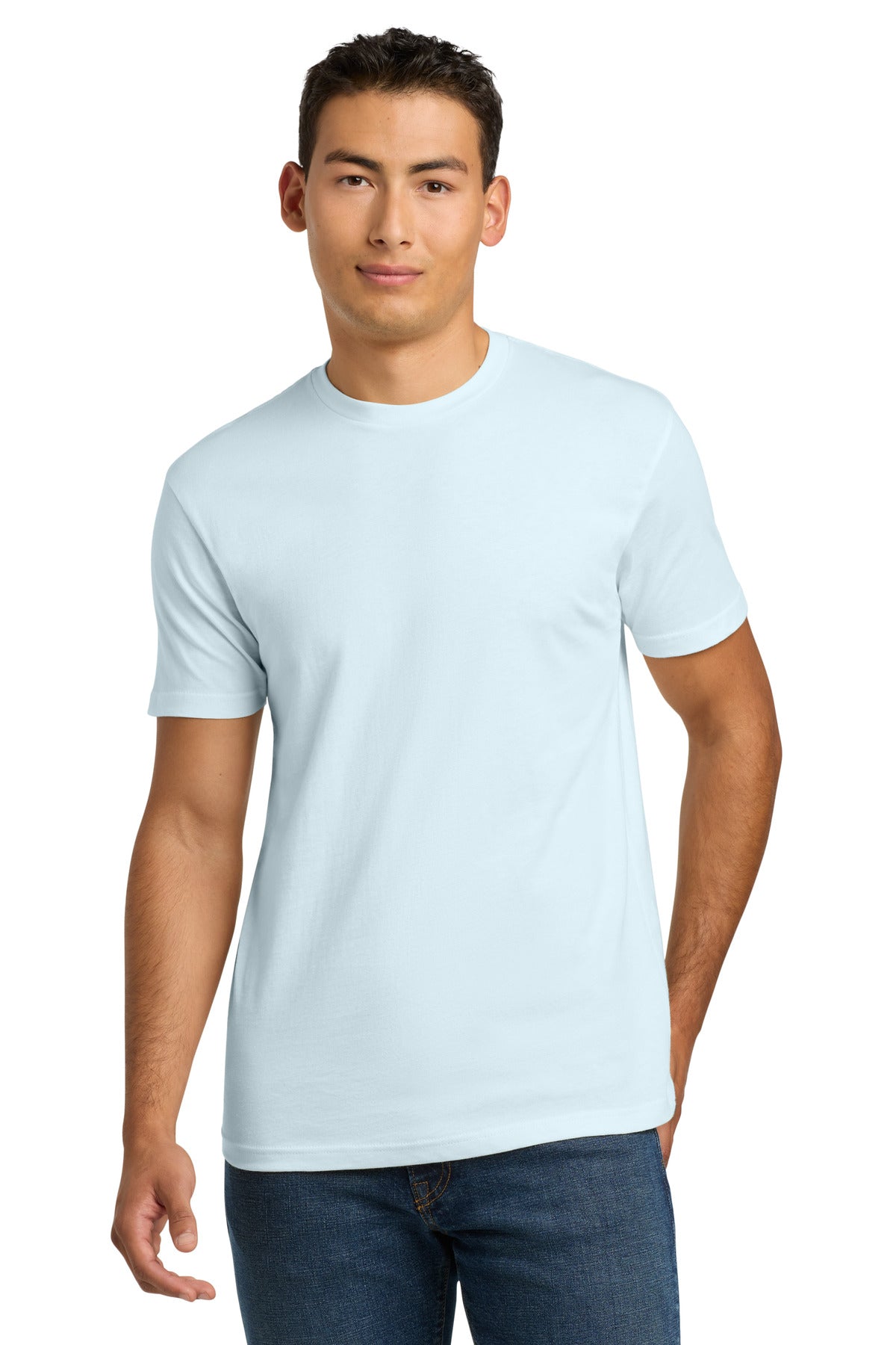 Front View of LightBlue Next Level Apparel Adult Cotton Tee. NL3600