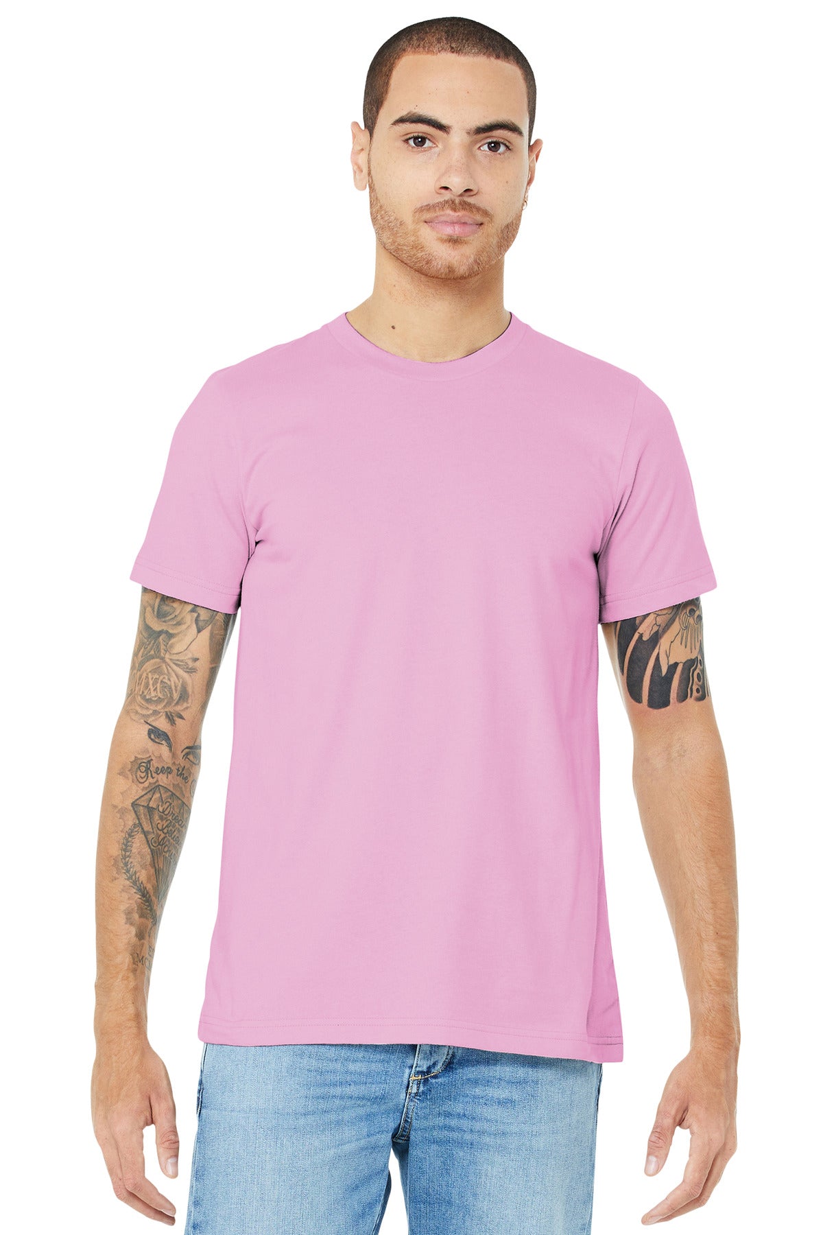 Front View of Lilac BELLA+CANVAS Unisex Jersey Short Sleeve Tee. BC3001