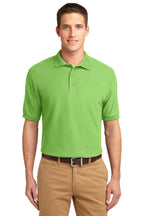Front View of Lime Port Authority Silk Touch Polo K500