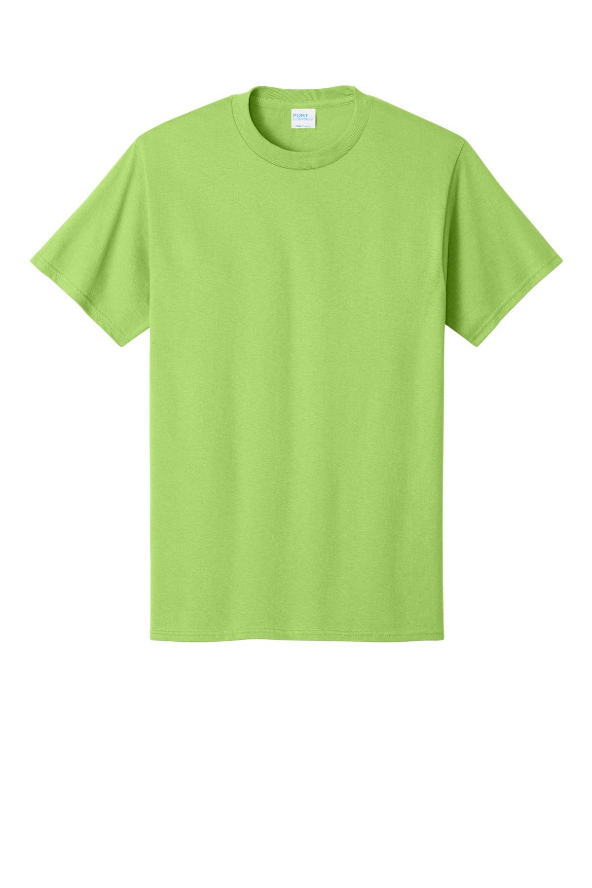 Front View of LIME Port & Co Core Cotton Tee. PC54