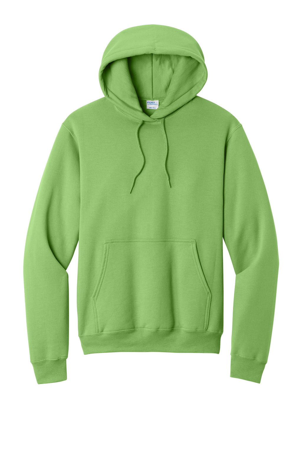 Front View of Lime Port & Co Core Fleece Pullover Hooded Sweatshirt. PC78H