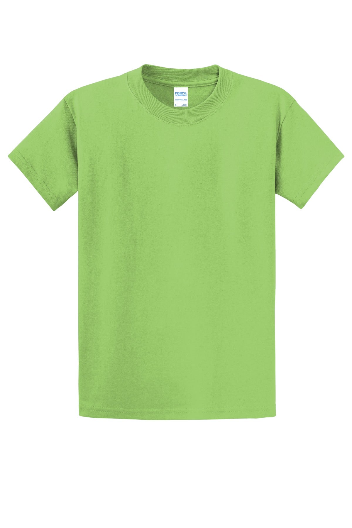 Front View of Lime Port & Co Essential Tee. PC61