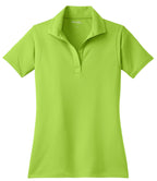 Front View of Lime Shock Sport-Tek Women's Micropique Sport-Wick Polo. LST650