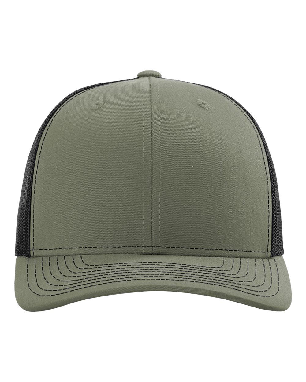 Front View of Loden/ Black Snapback Trucker Cap - 112