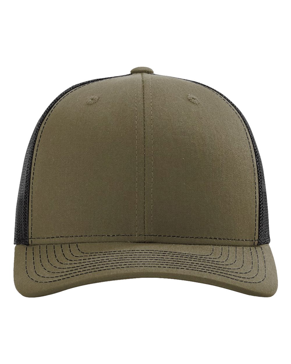 Front View of Loden/ Black Sustainable Trucker Cap - 112RE