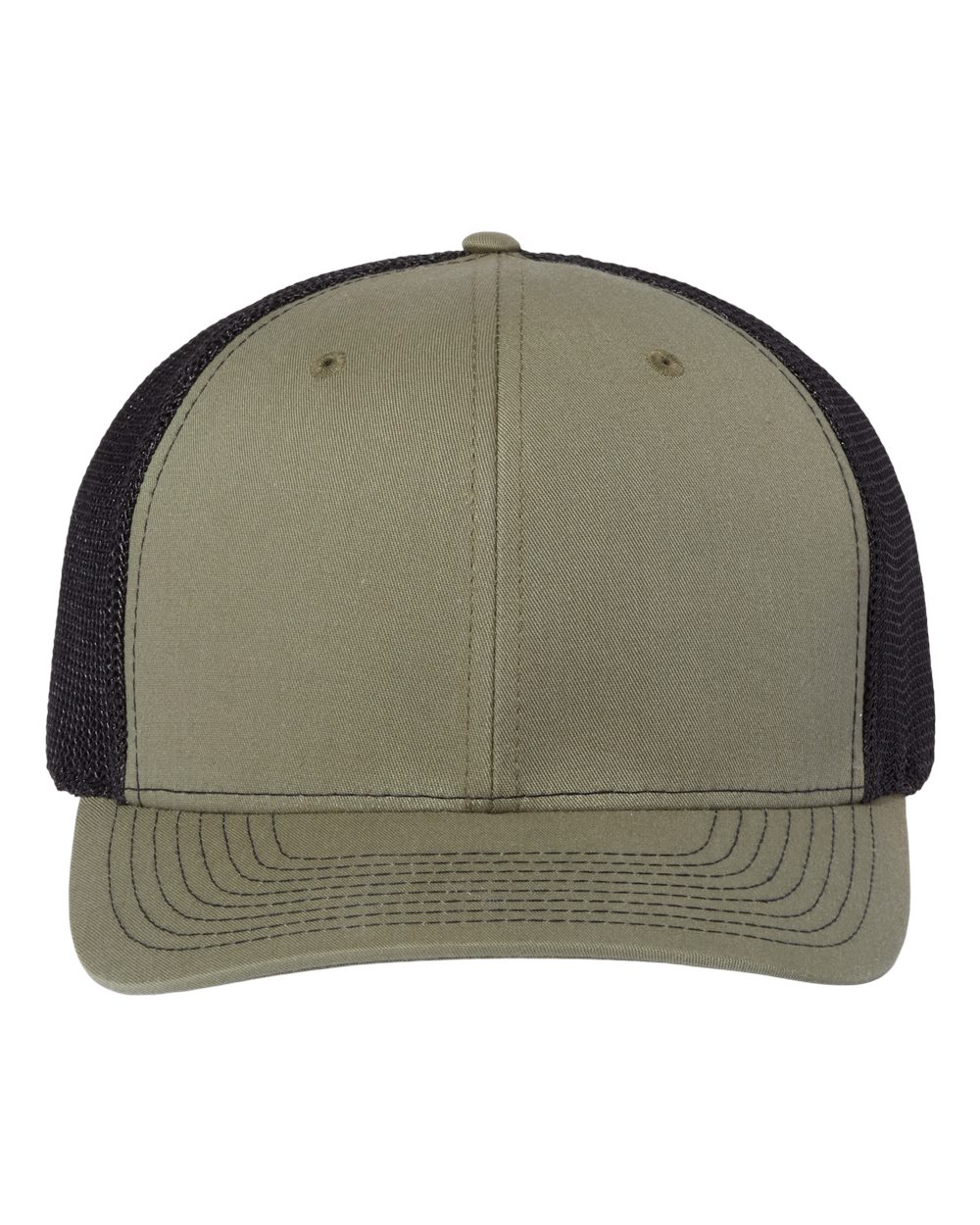 Front View of Loden Green/ Black 112+ R-Flex Adjustable Trucker Cap - 112PL