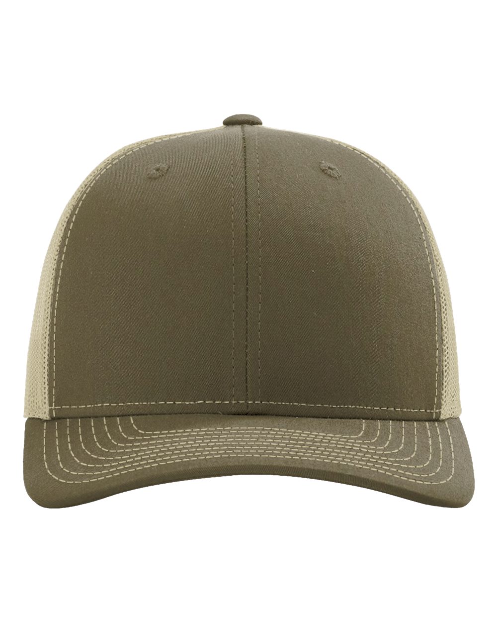 Front View of Loden/ Khaki Sustainable Trucker Cap - 112RE