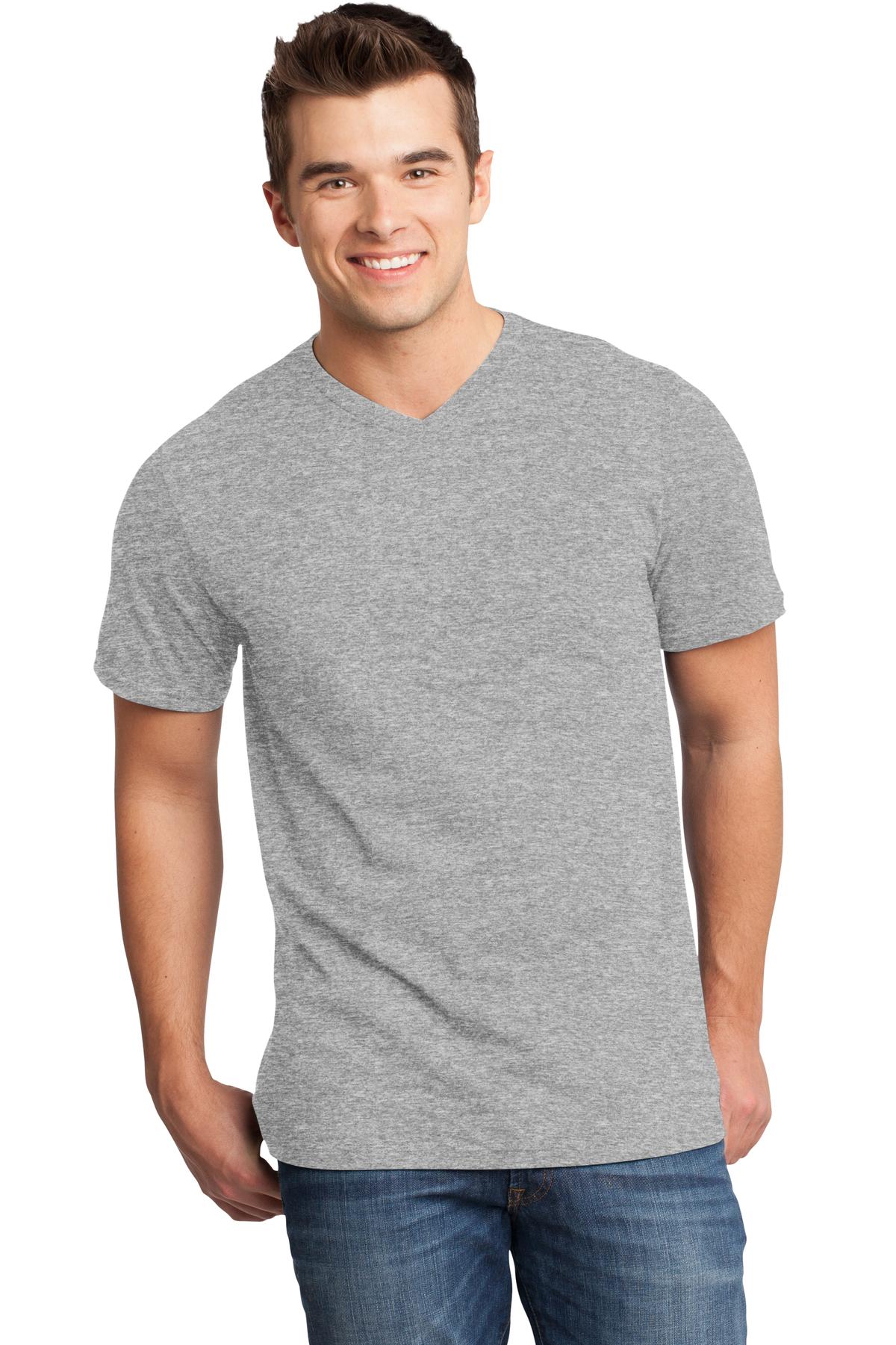 Front View of Lt Hthr Grey District Very Important Tee V-Neck. DT6500