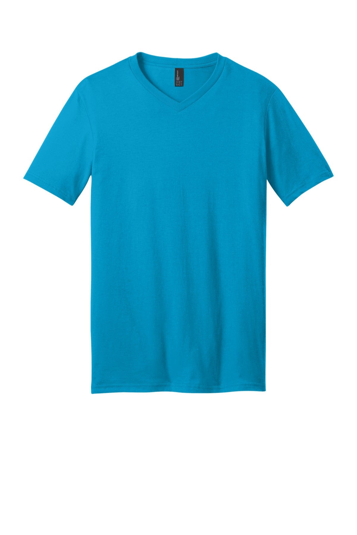 Front View of Lt Turquoise District Very Important Tee V-Neck. DT6500