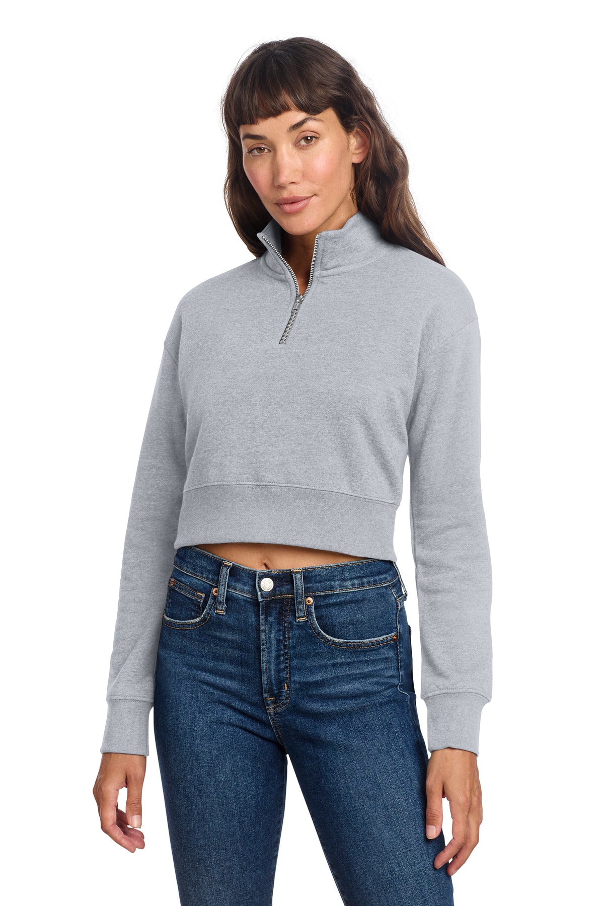 Front View of LtHtGry District Women's V.I.T. Fleece 1/2-Zip DT6111