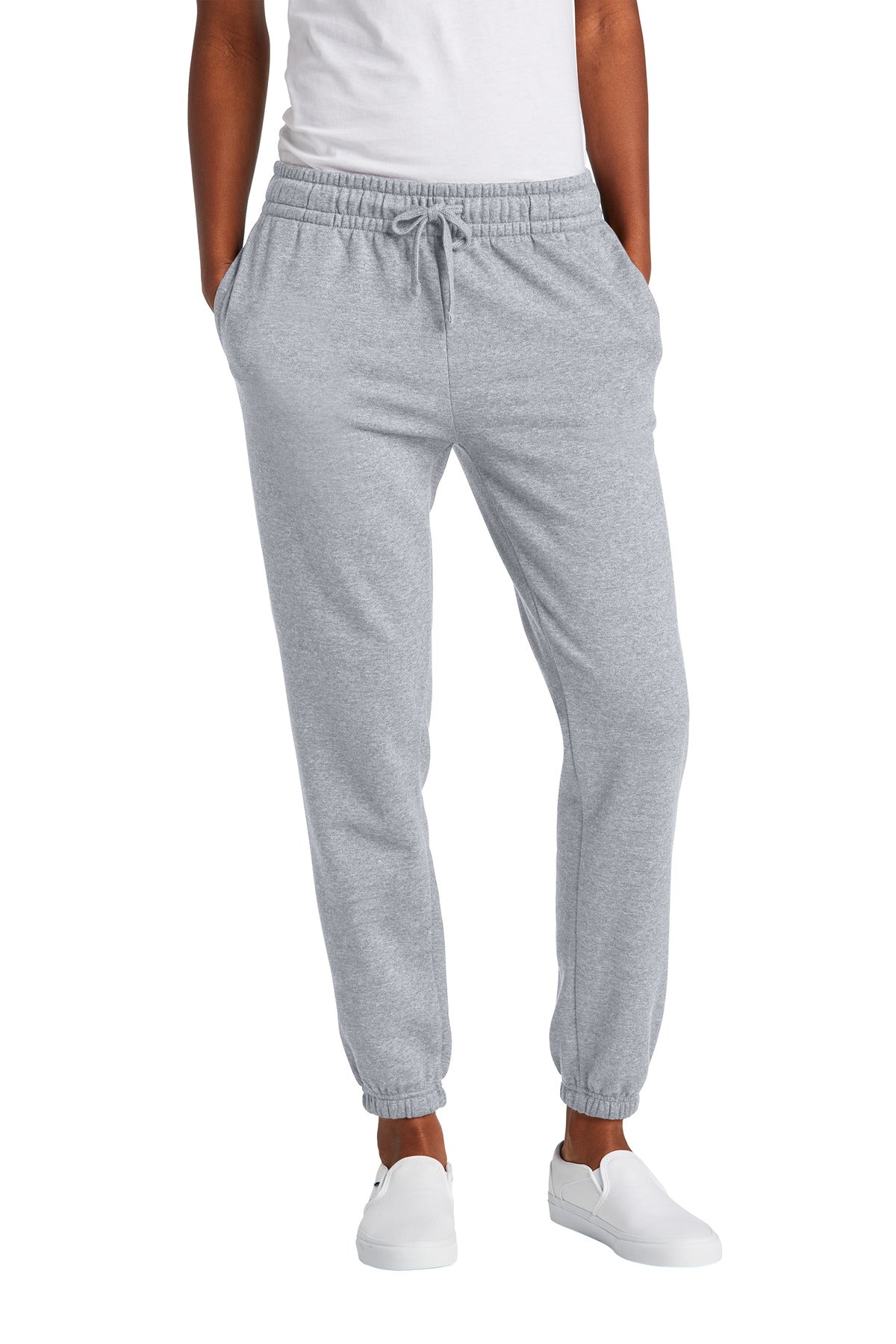 Front View of LtHtGry District Women's V.I.T. Fleece Sweatpant DT6110
