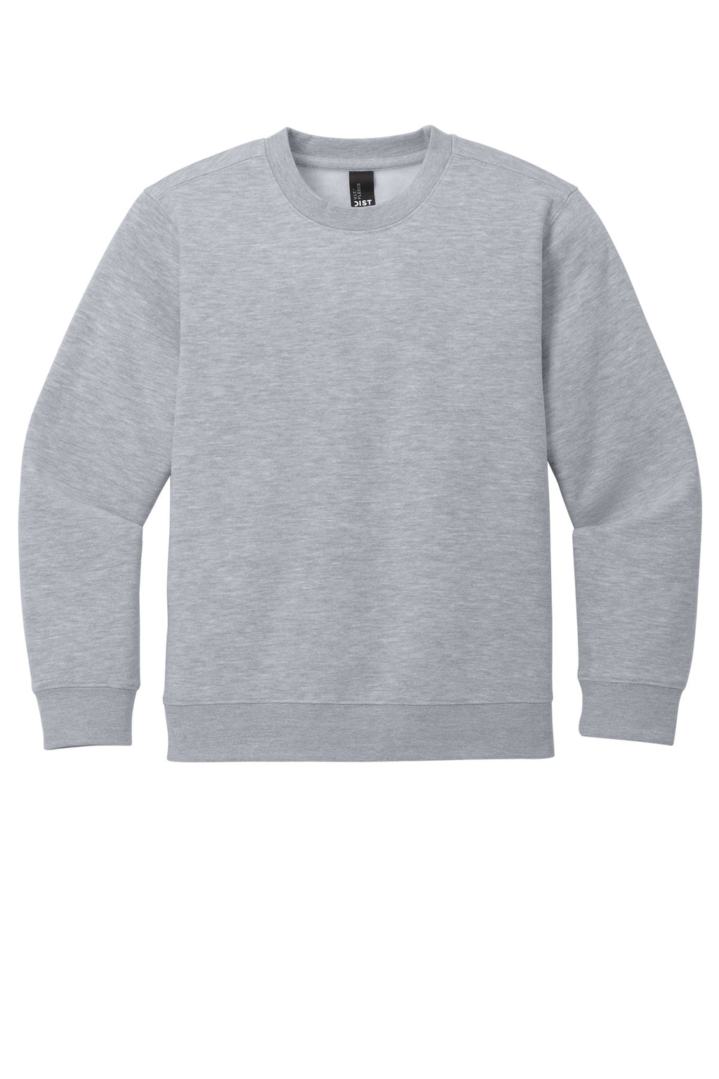 Front View of LtHtGry District Youth V.I.T. Fleece Crew DT6104Y
