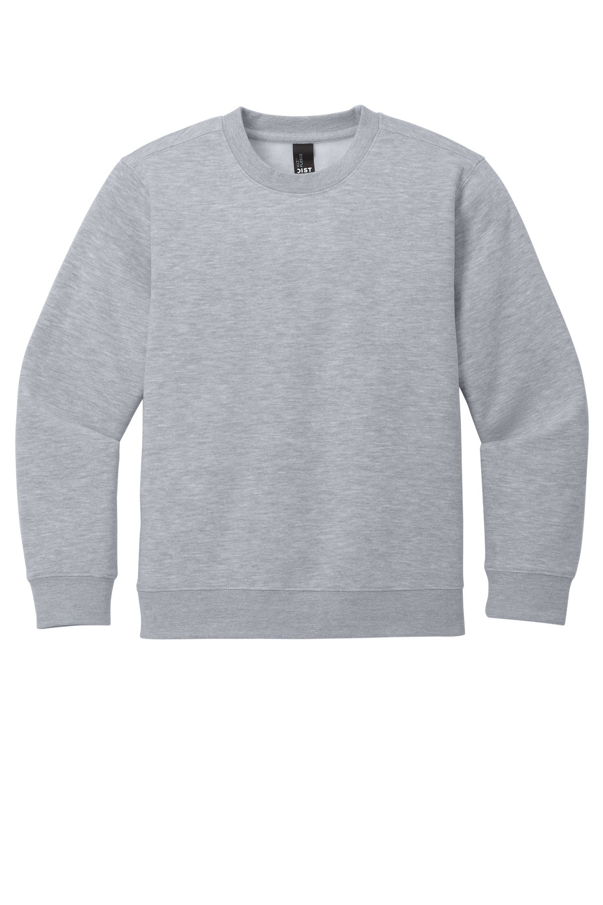 Front View of LtHtGry District Youth V.I.T. Fleece Crew DT6104Y