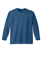 Front View of Maritime Blue District Perfect Weight Long Sleeve Tee. DT105