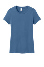 Front View of Maritime Blue District Women's Perfect Weight Tee. DM104L