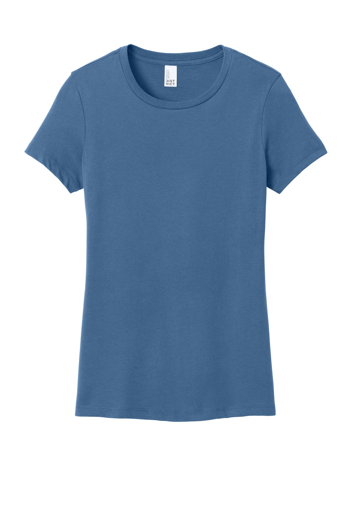 Front View of Maritime Blue District Women's Perfect Weight Tee. DM104L