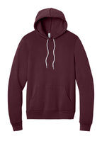 Front View of Maroon BELLA+CANVAS Unisex Sponge Fleece Pullover Hoodie. BC3719