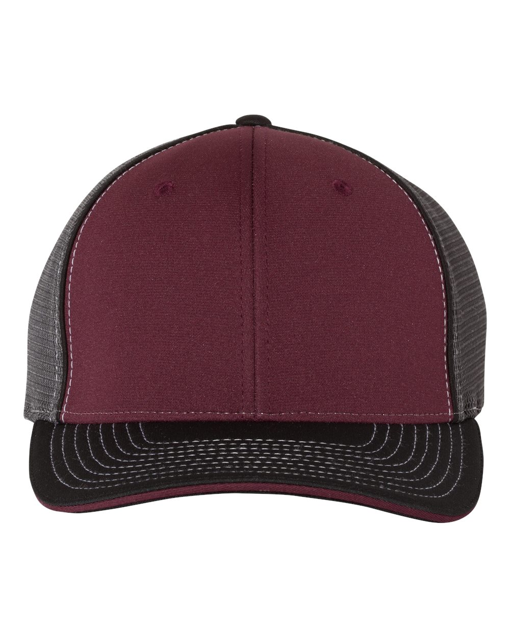 Front View of Maroon/ Charcoal/ Black Tri Pulse Sportmesh R-Flex Cap - 172