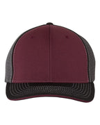 Front View of Maroon/ Charcoal/ Black Tri Pulse Sportmesh R-Flex Cap - 172