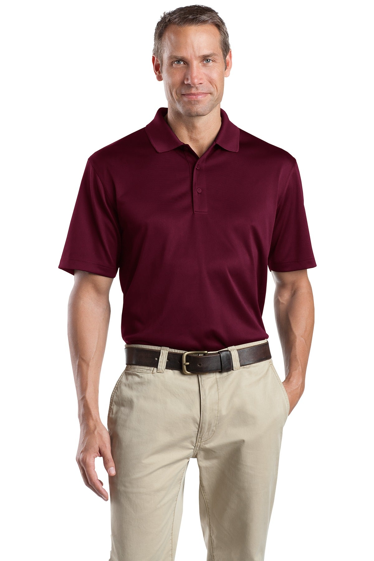 Front View of Maroon CornerStone - Select Snag-Proof Polo. CS412