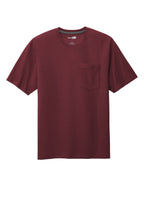 Front View of Maroon CornerStone Workwear Pocket Tee CS430