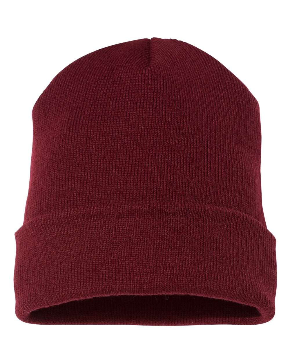 Front View of Maroon Cuffed Beanie - 1501KC