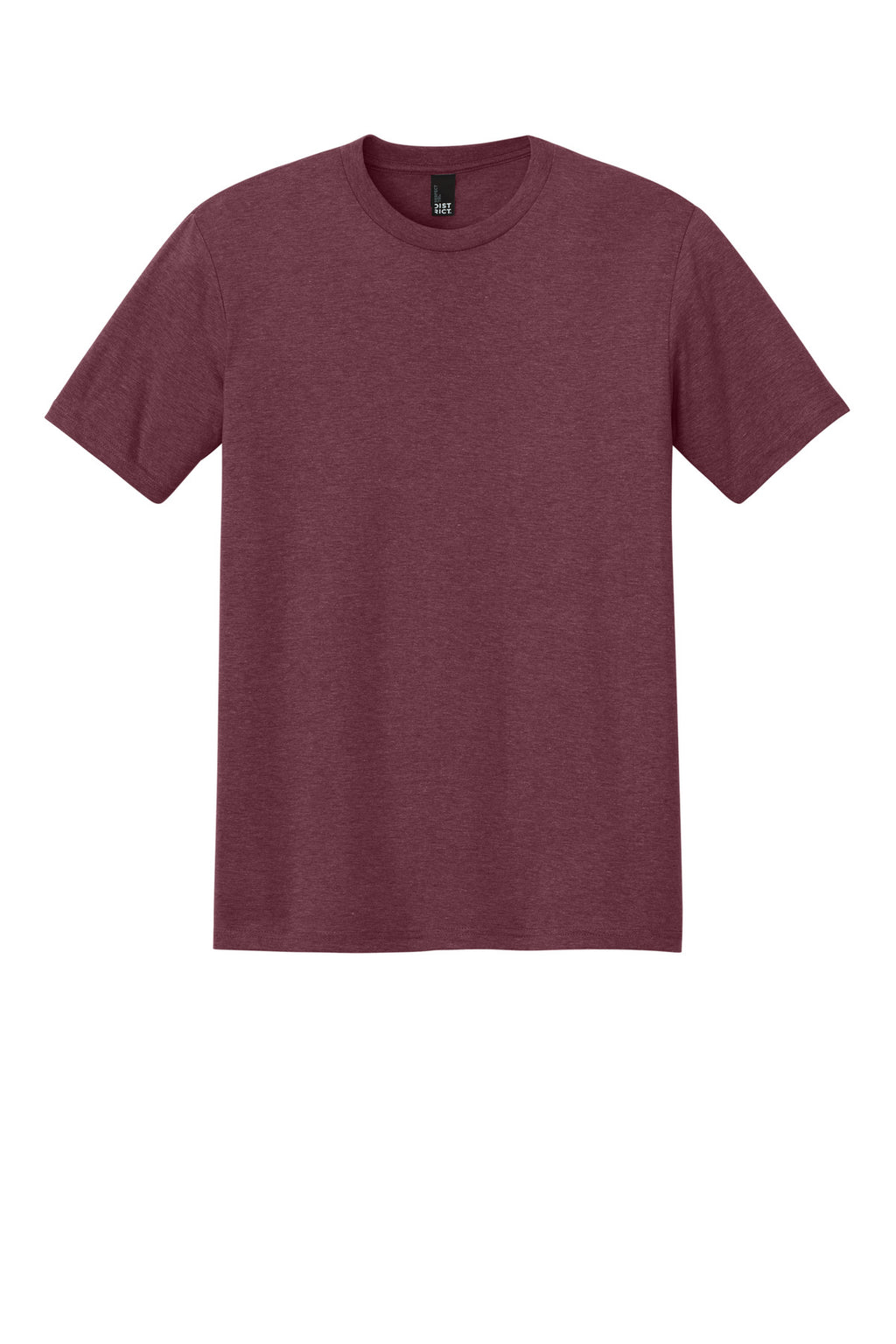 Front View of Maroon Frost District Perfect Tri Tee. DM130