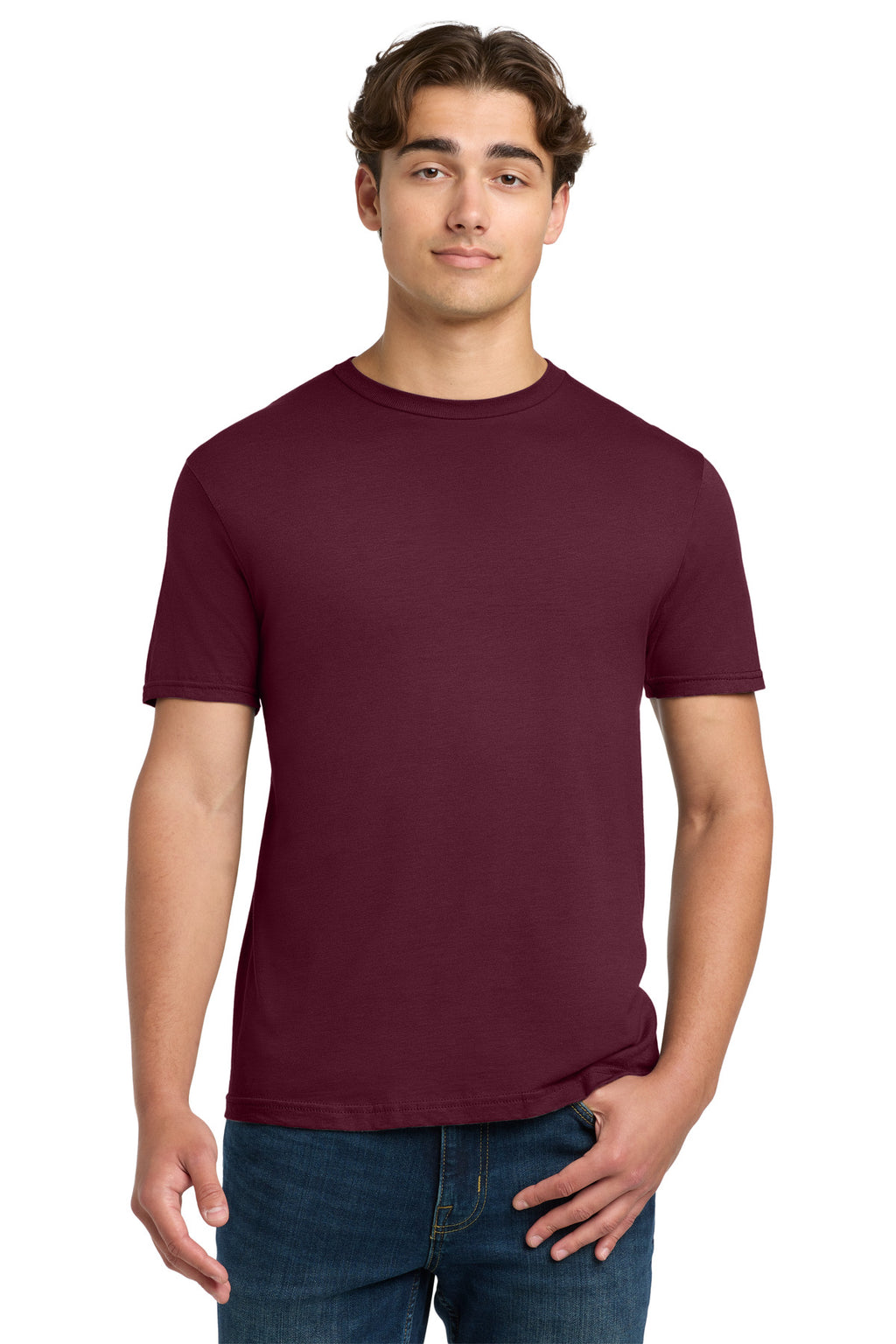 Front View of Maroon Gildan Softstyle T-Shirt. 64000