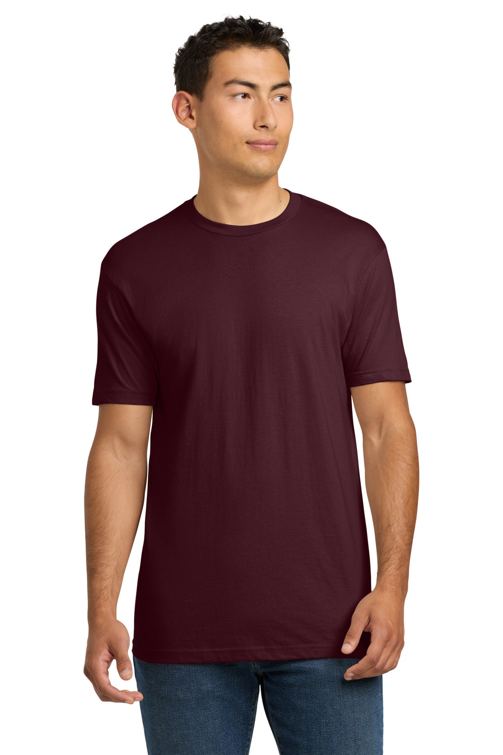 Front View of Maroon Next Level Apparel Adult Cotton Tee. NL3600