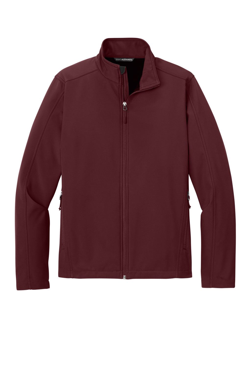 Front View of Maroon Port Authority Core Soft Shell Jacket. J317