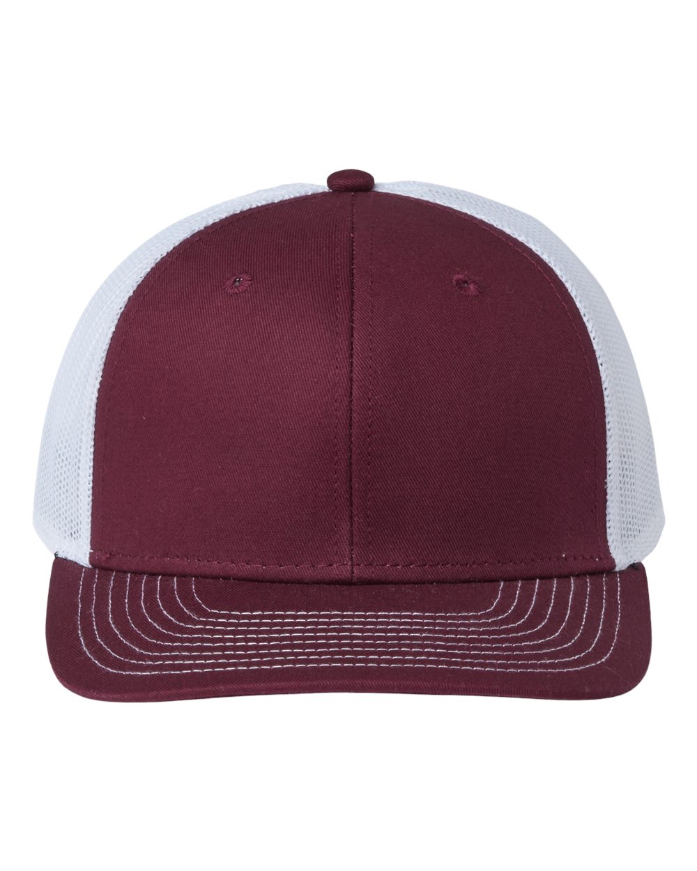 Front View of Maroon/ White Everyday Trucker Cap - GB452E