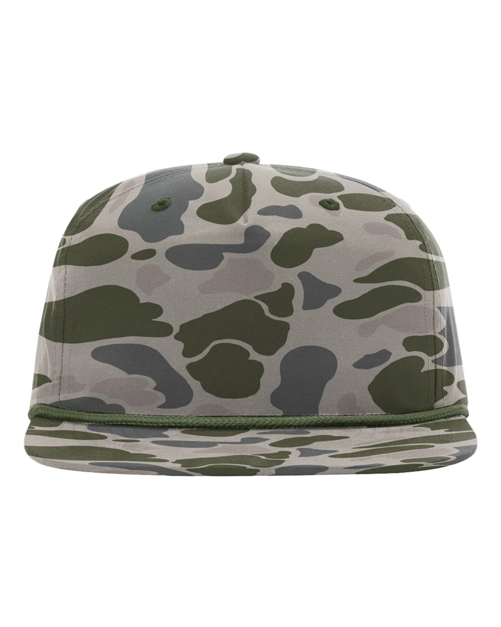 Front View of Marsh Duck Camo/ Olive Green Printed Umpqua Gramps Cap - 256P