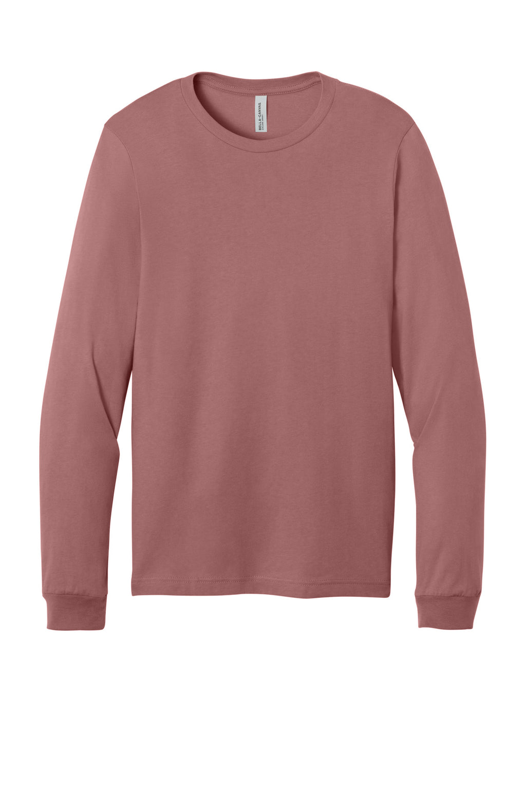 Front View of Mauve BELLA+CANVAS Unisex Jersey Long Sleeve Tee. BC3501