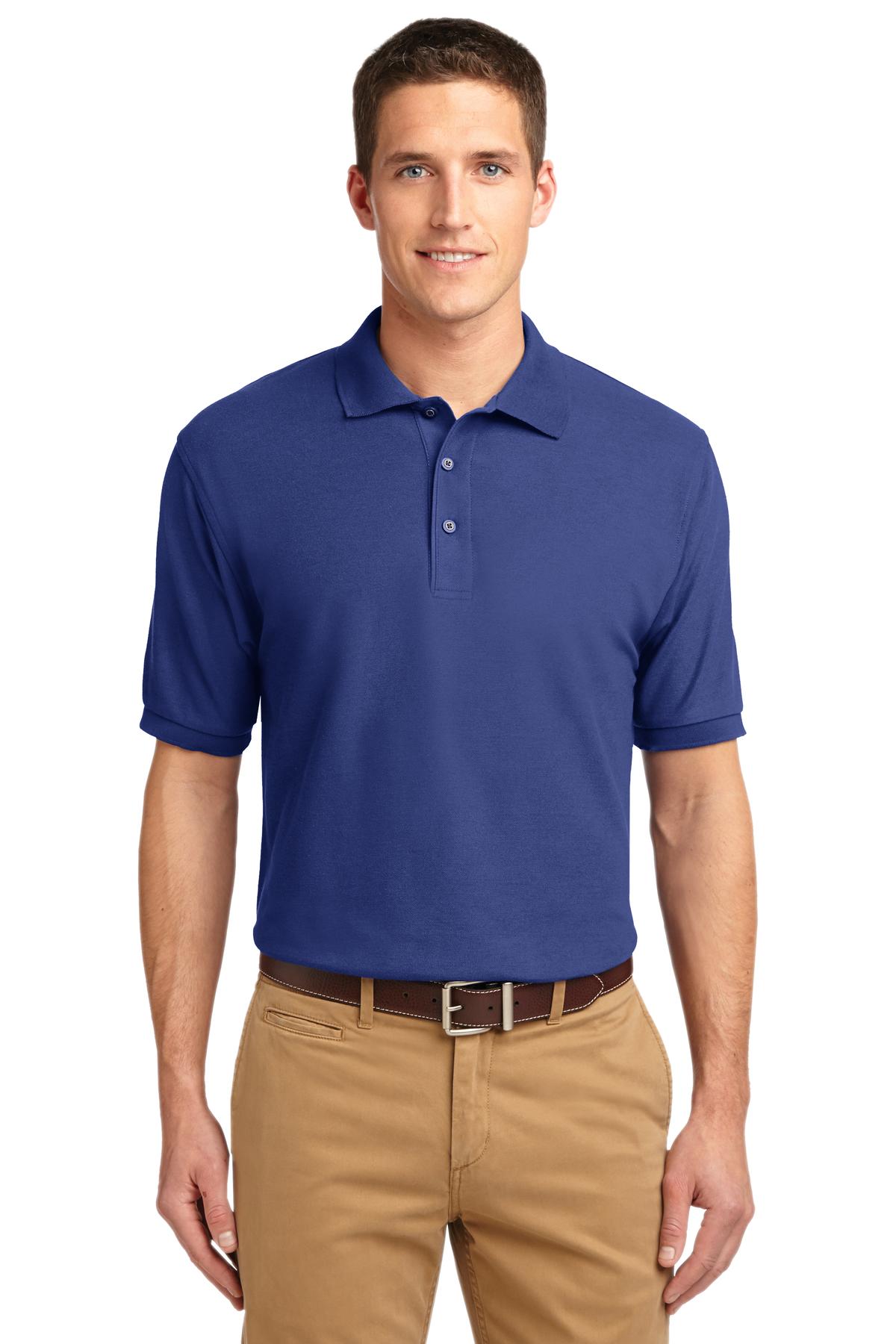 Front View of Med. Blue Port Authority Silk Touch Polo K500