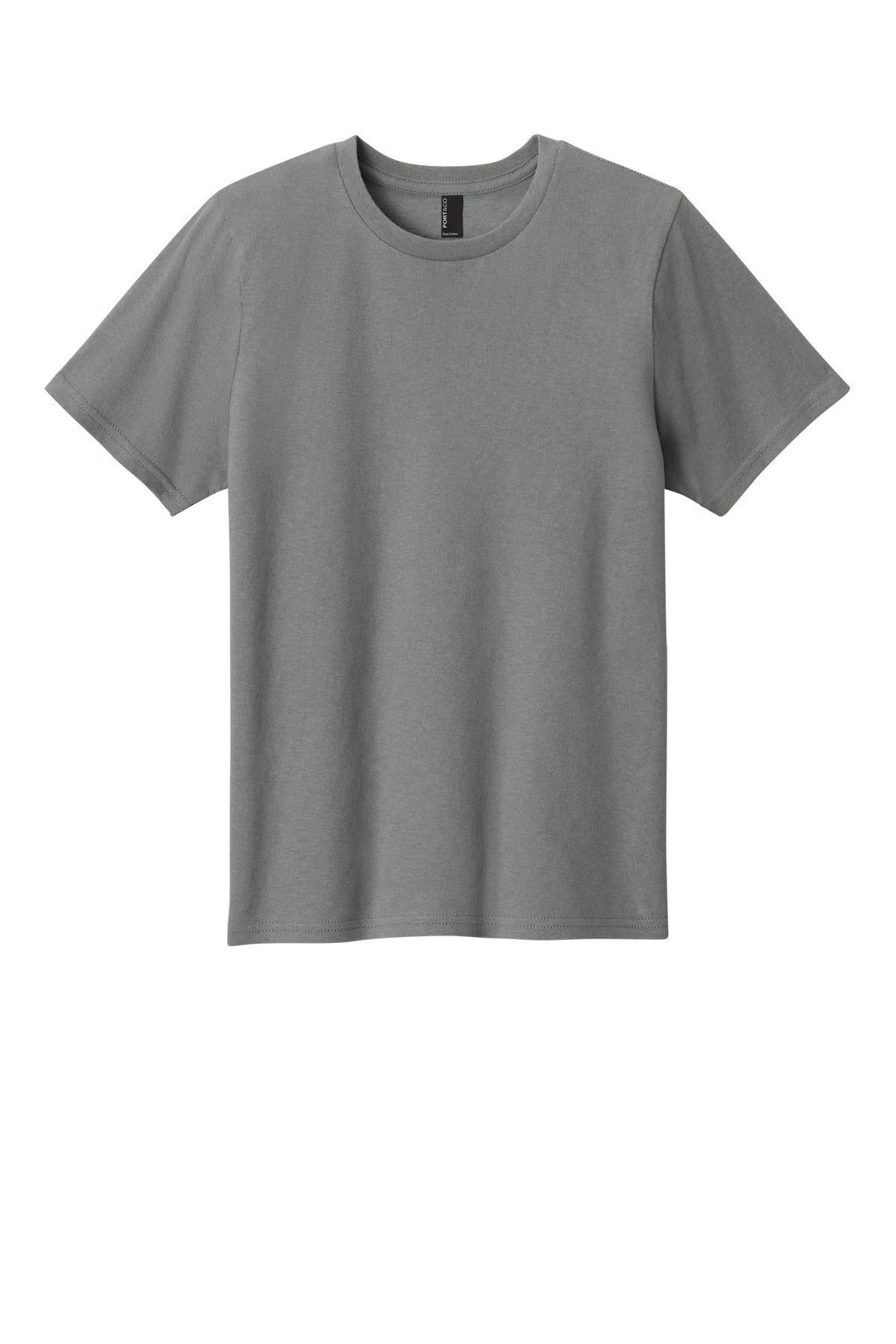 Front View of MediumGrey Port & Co Youth Easy Cotton Tee PC43Y