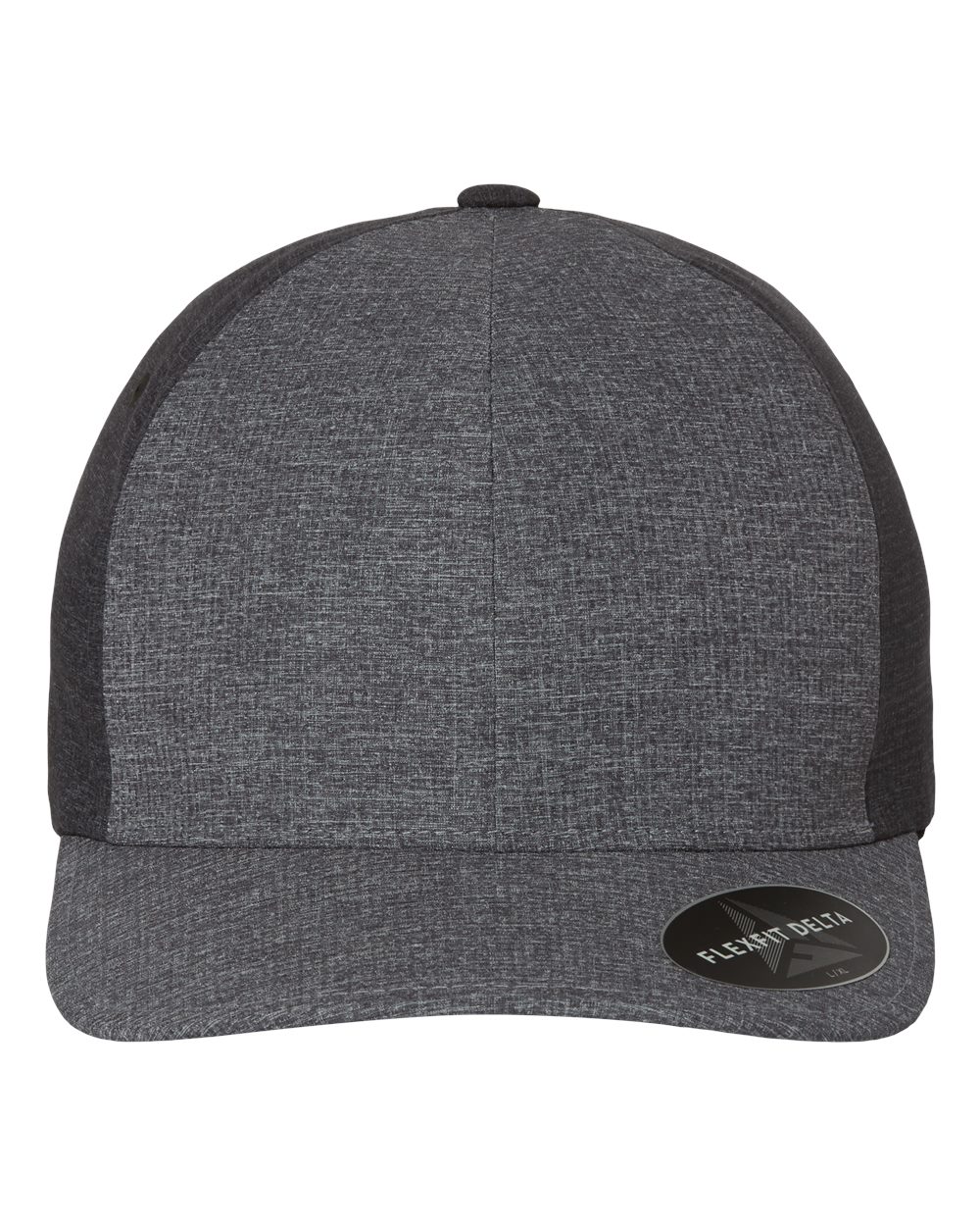 Front View of Melange Blue/ Melange Charcoal Delta® Seamless Cap - 180