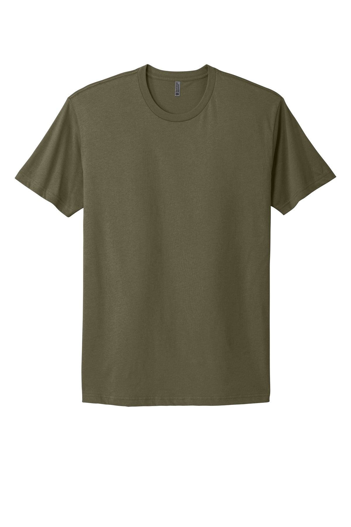 Front View of MilGreen Next Level Apparel Adult Cotton Tee. NL3600