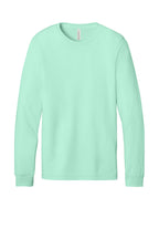 Front View of Mint BELLA+CANVAS Unisex Jersey Long Sleeve Tee. BC3501