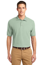 Front View of Mint Green Port Authority Silk Touch Polo K500