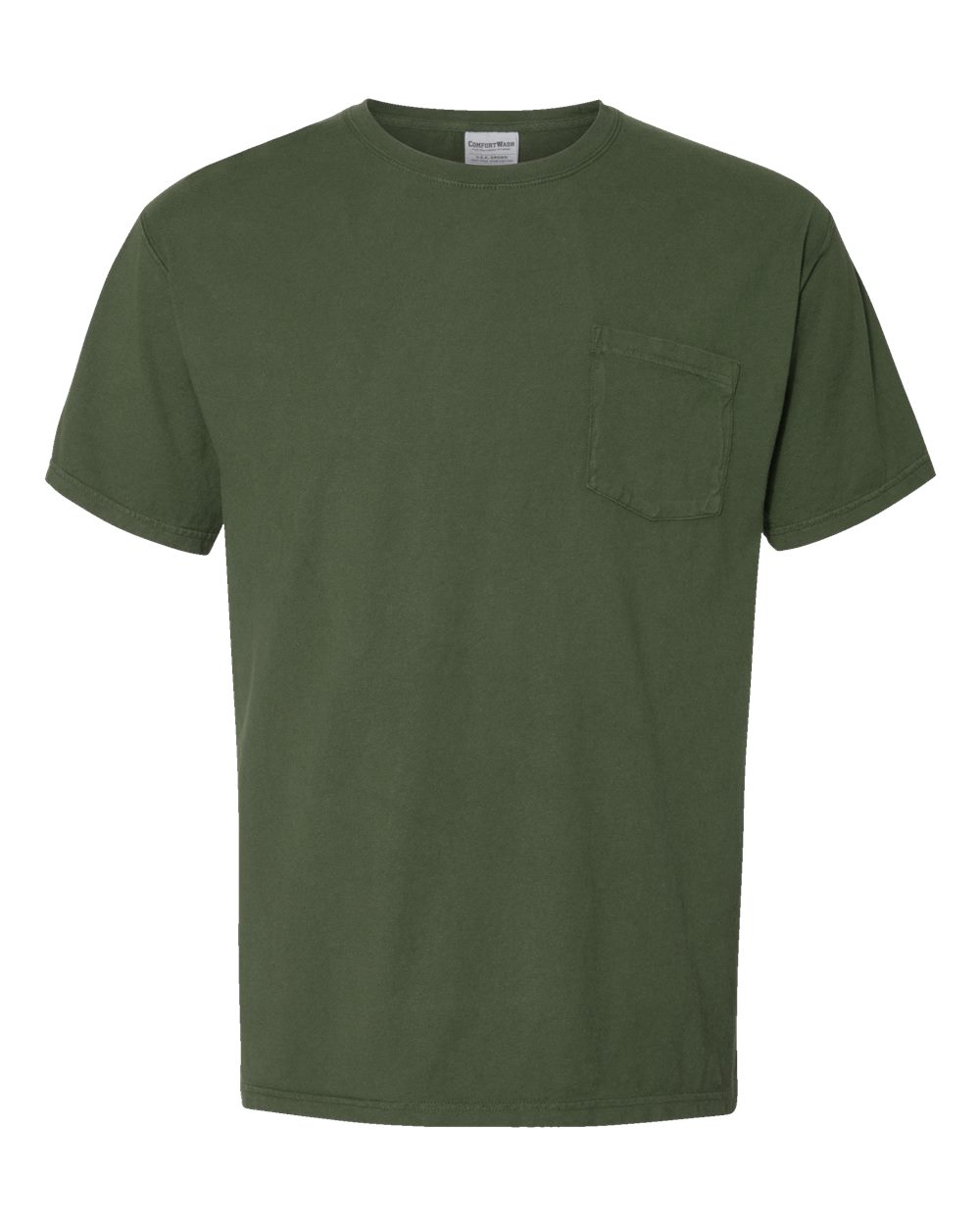 Front View of Moss Garment-Dyed Pocket T-Shirt - GDH150